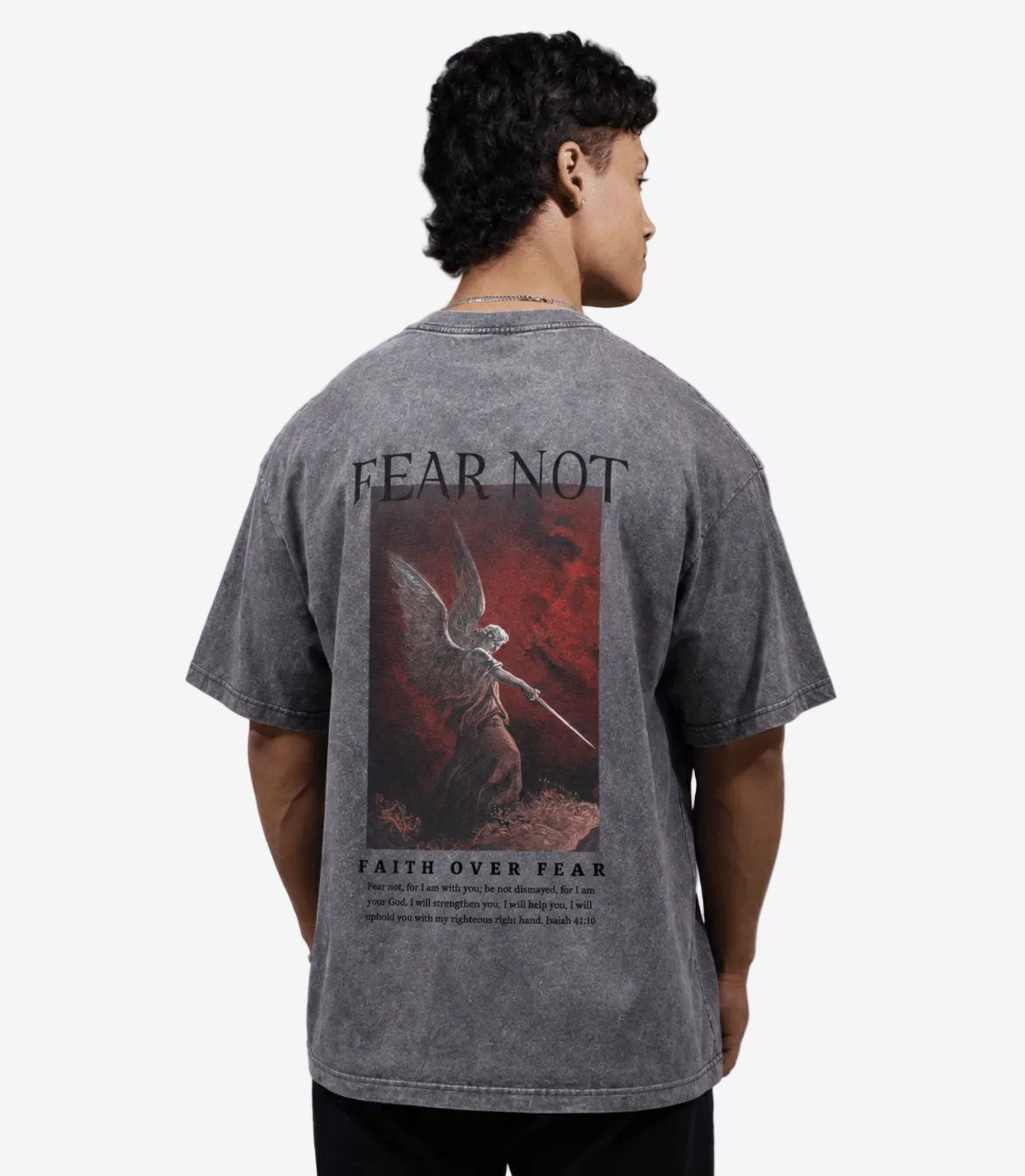 Faith Over Fear Shirt - Acid Grey on model