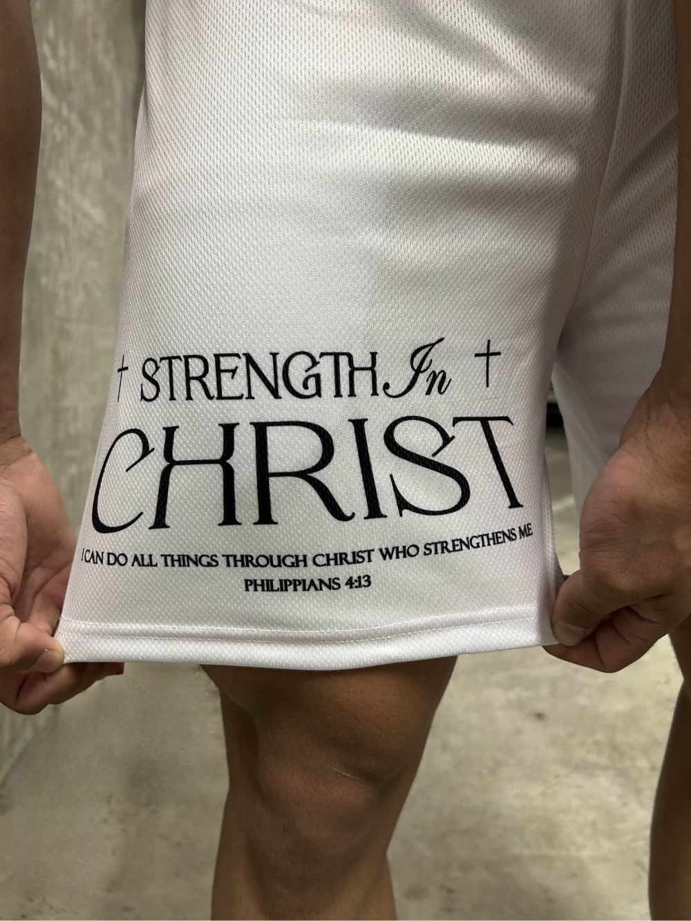 Strength In Christ Shorts - White