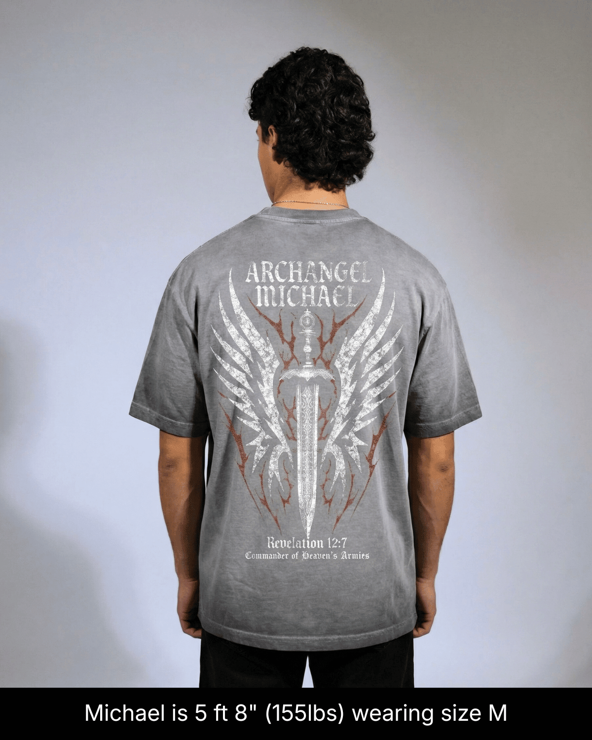 Archangel Michael Shirt - Light Grey Wash - Gods Creation