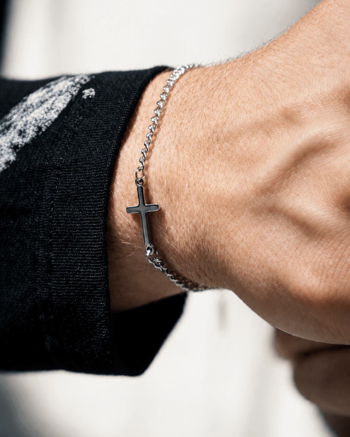 Cross Bracelet - Silver on model