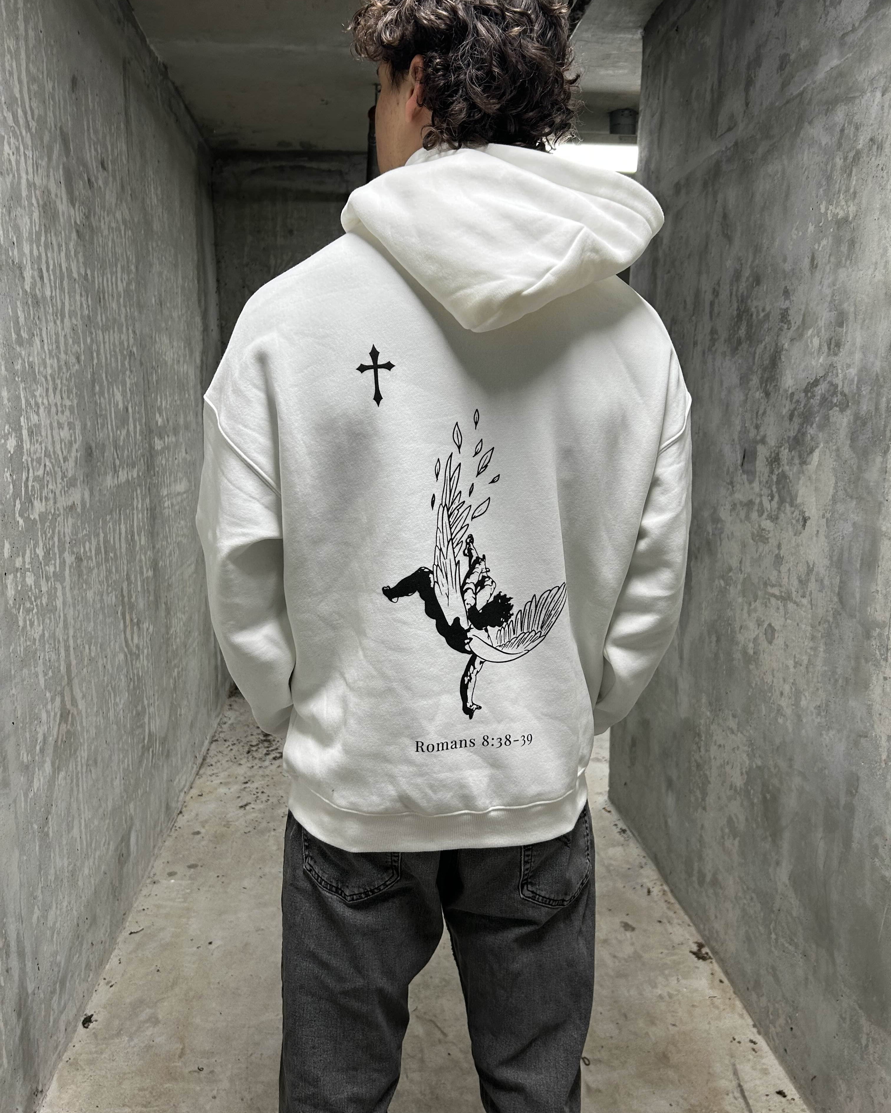Fallen Angel Hoodie - White - Gods Creation