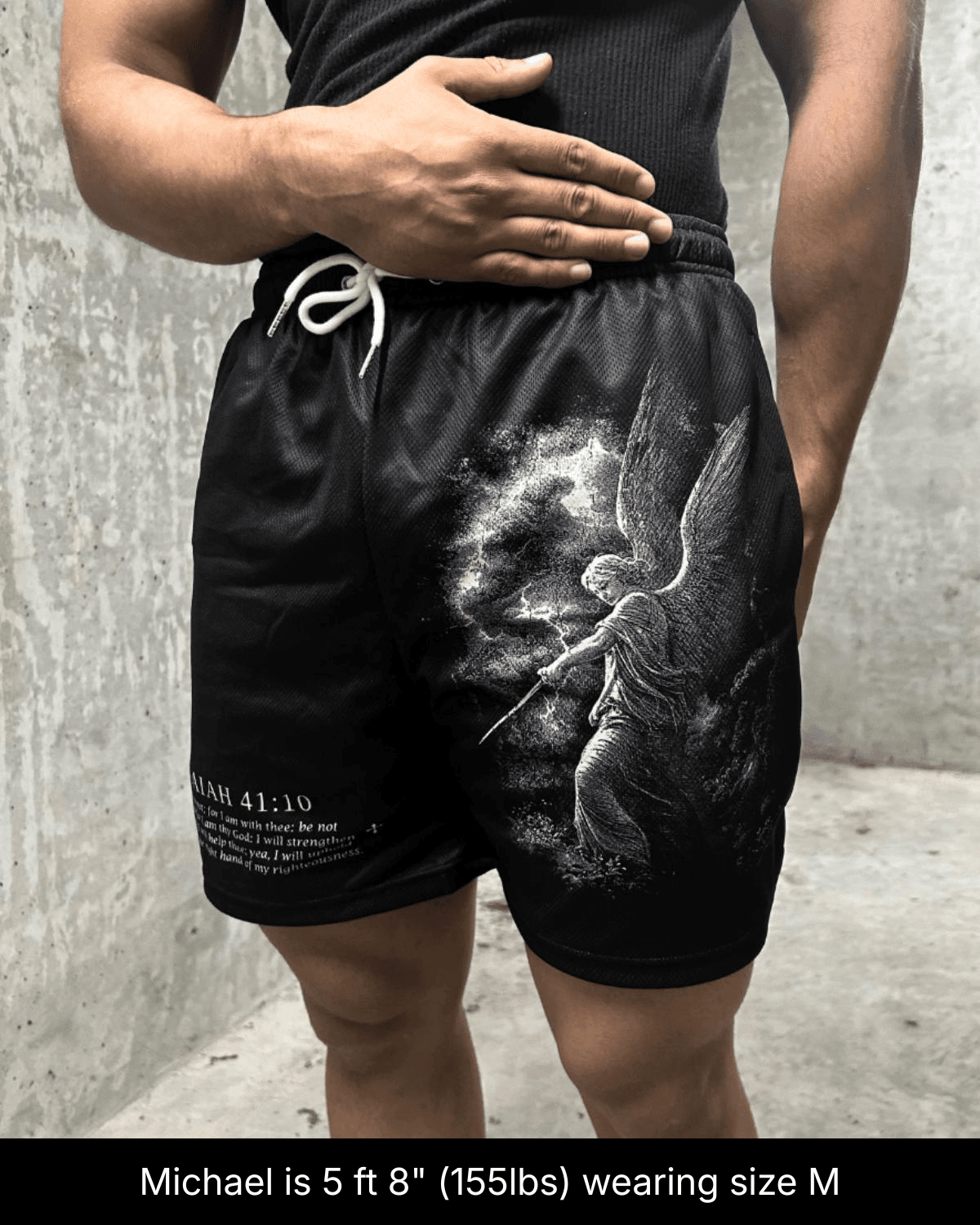 Fear Not Shorts - Black/White Angel - Gods Creation
