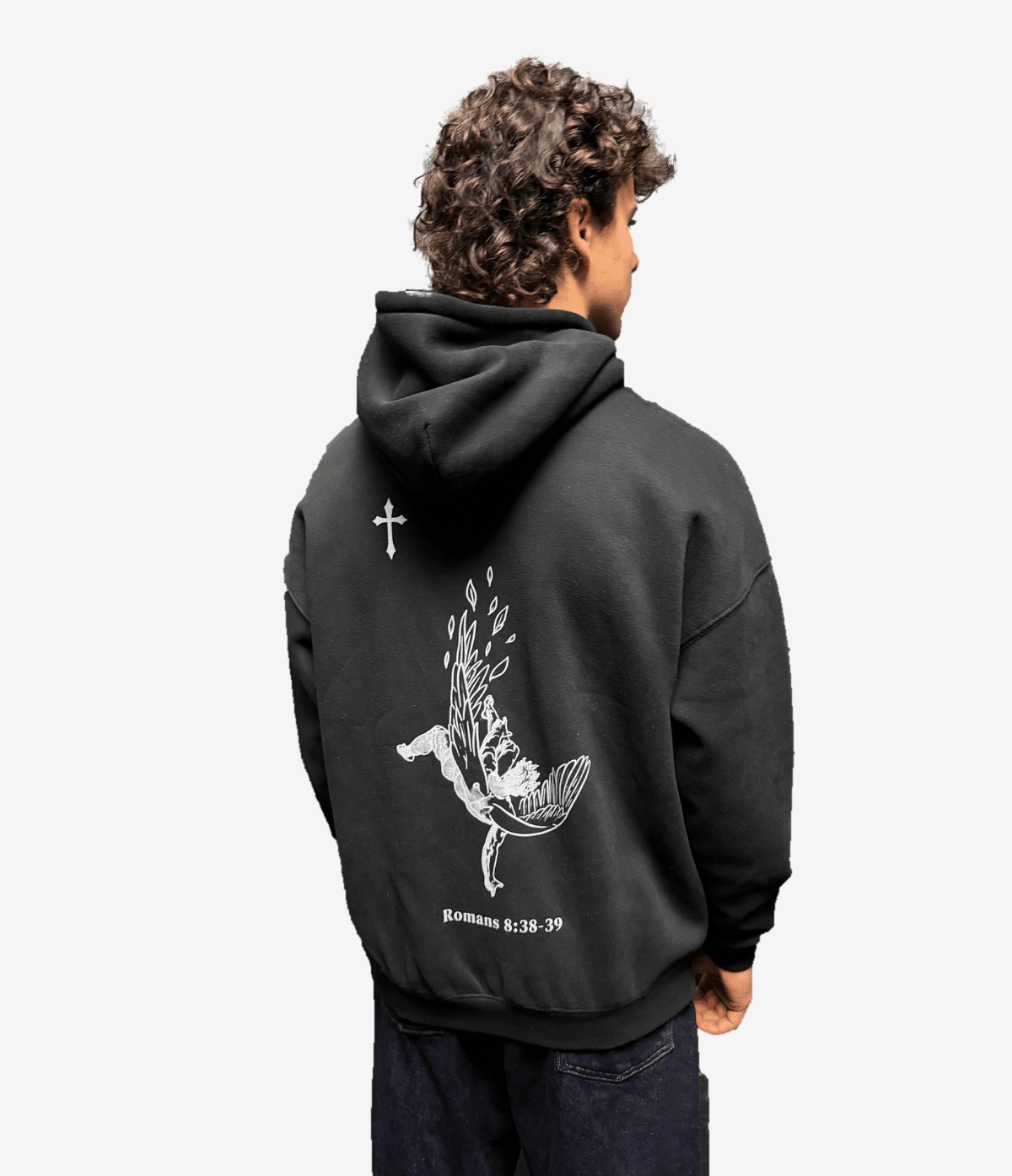 Fallen Angel Hoodie - Black on model