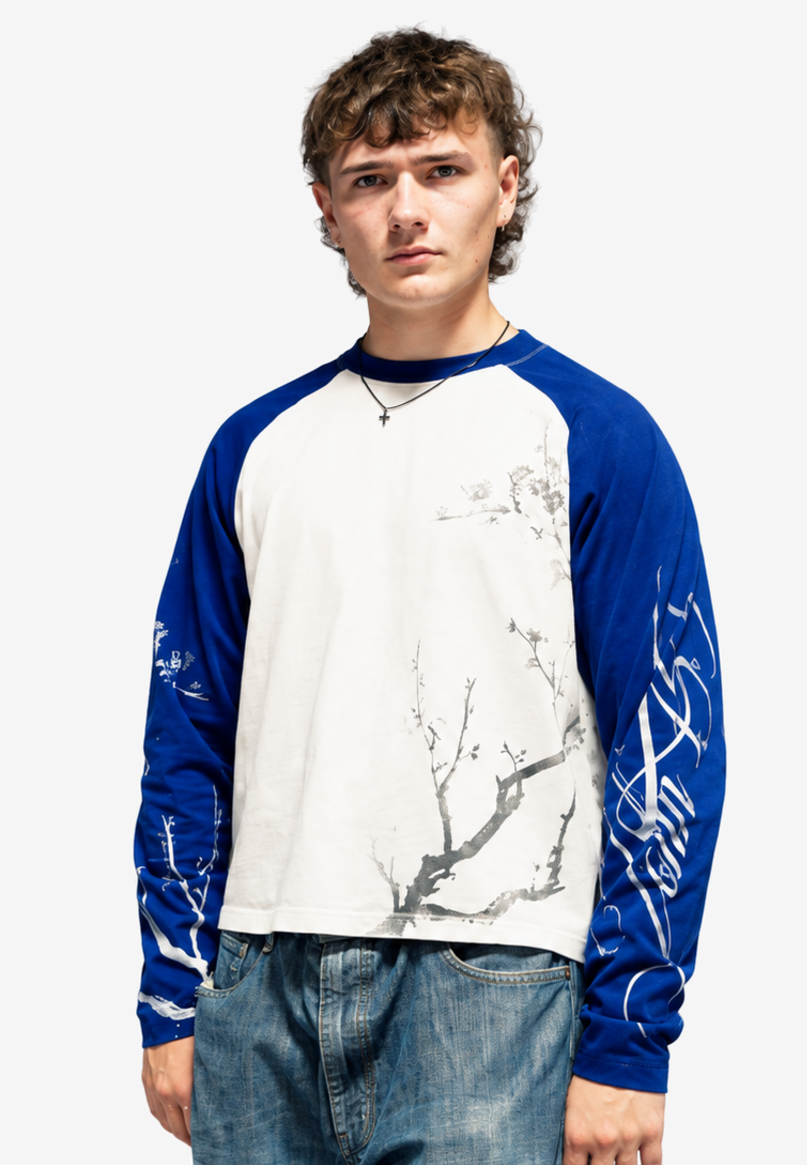 John 15:5 Longsleeve - Blue/White on model