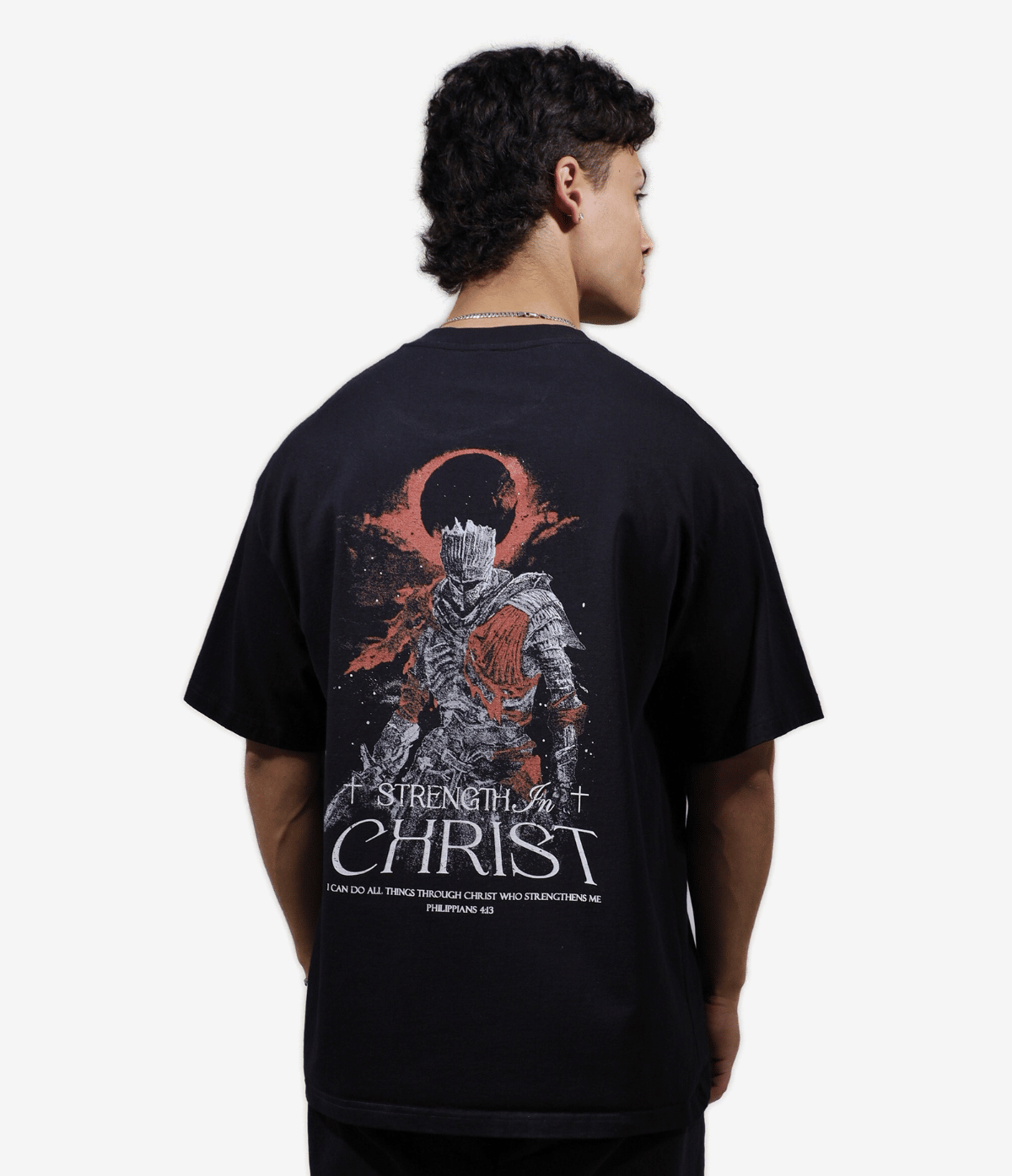 Strength In Christ Shirt - Black on model