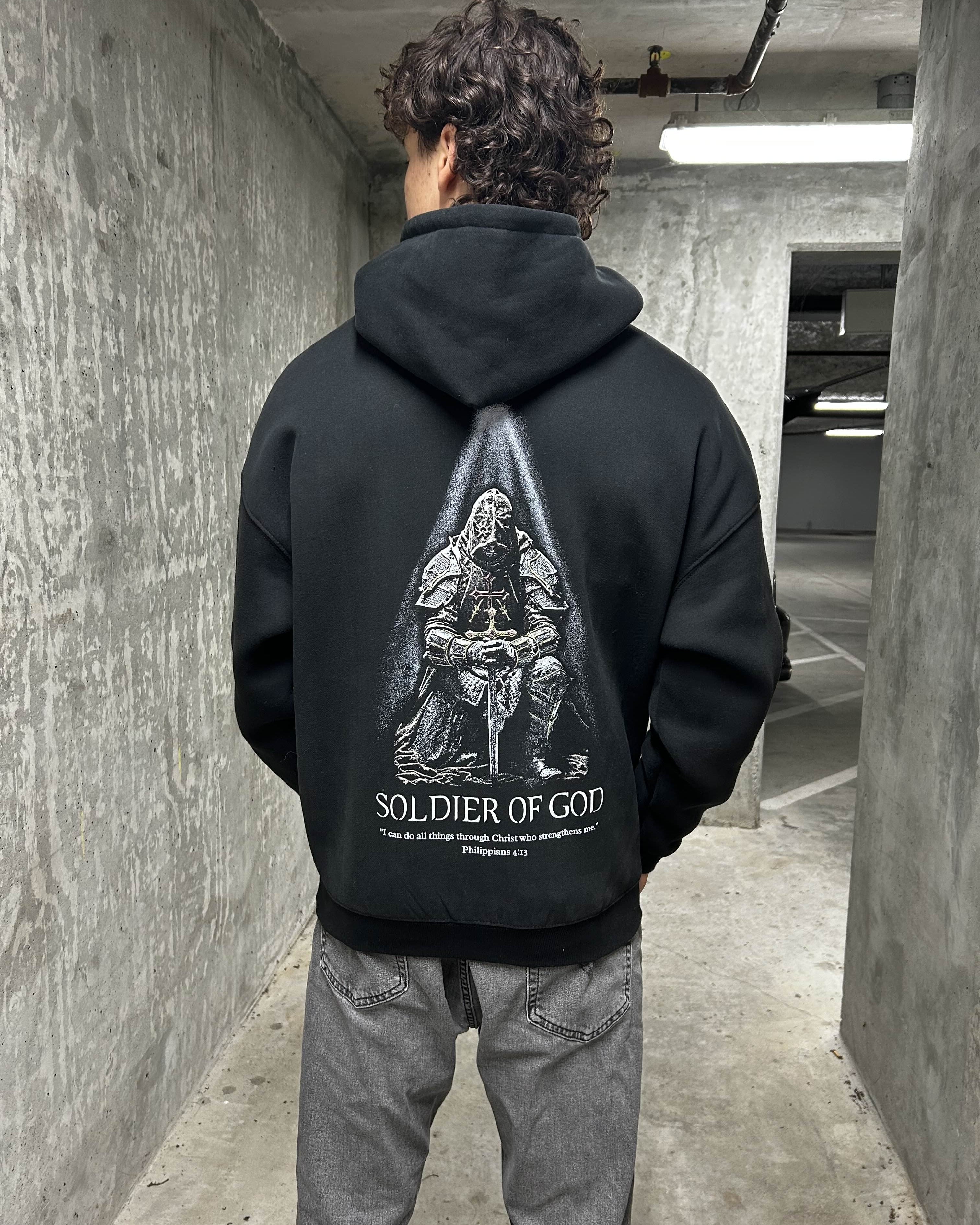 Solider Of God Hoodie - Black - Gods Creation