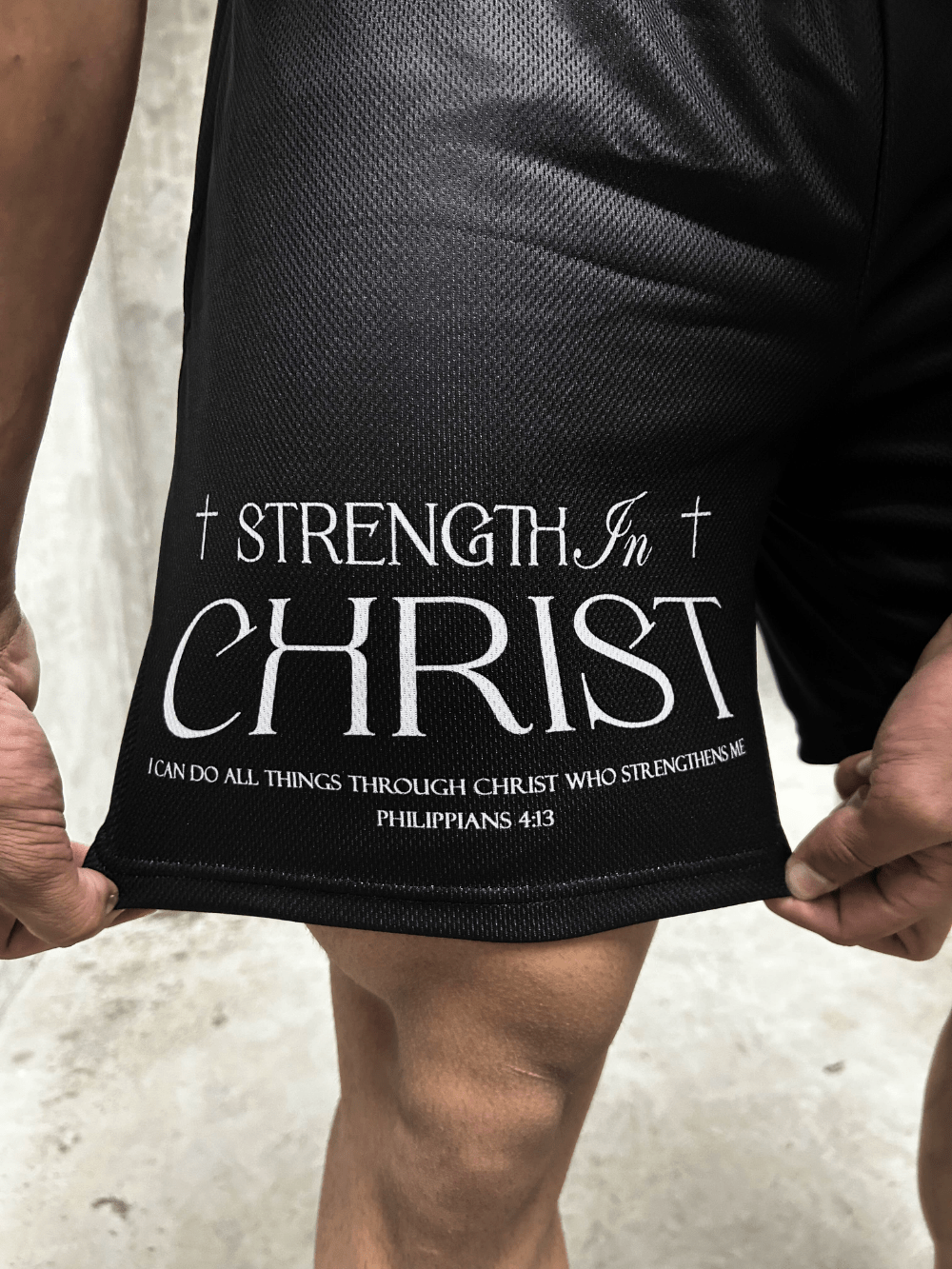 Strength In Christ Shorts - Black - Gods Creation