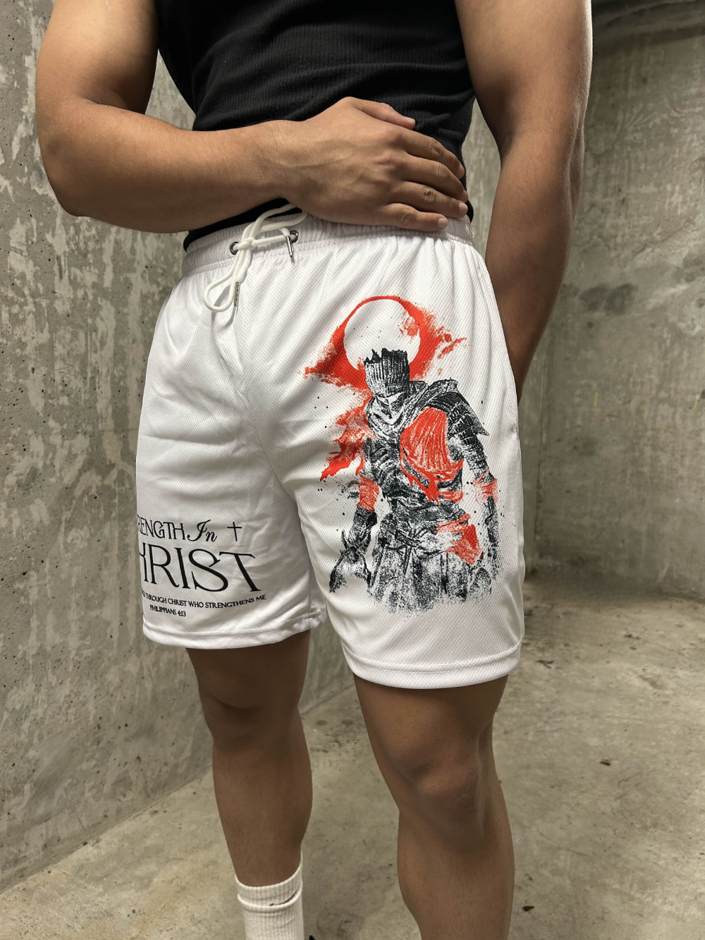 Strength In Christ Shorts - White