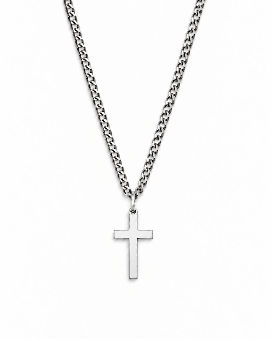 Silver-tone cross necklace from God's Creation, showing the pendant and chain on a white background.