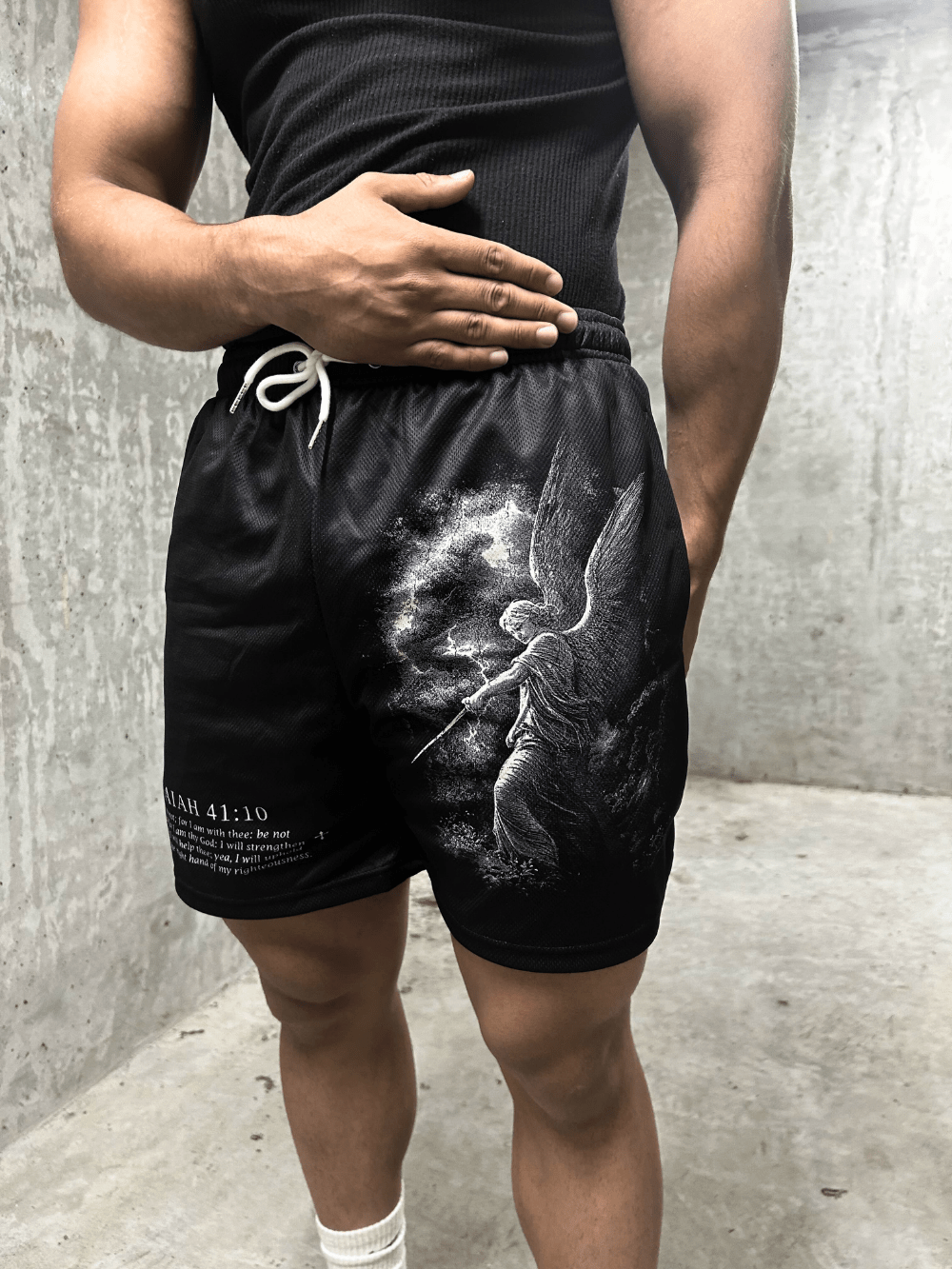 Fear Not Shorts - Black/White Angel - Gods Creation