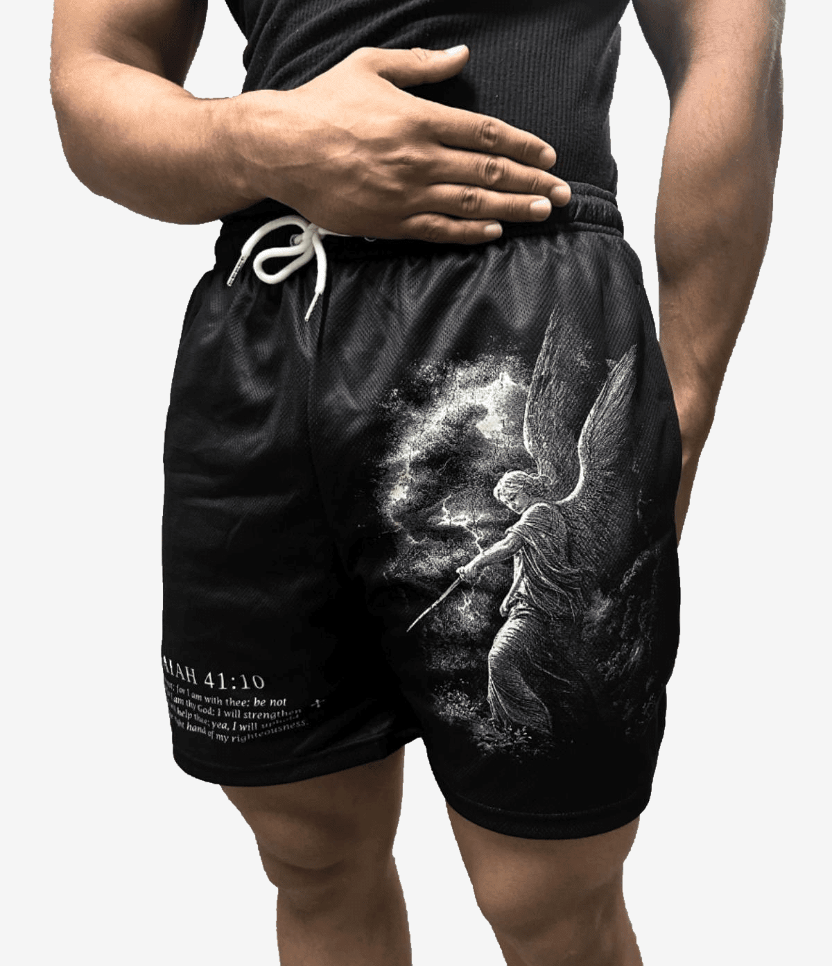 Fear Not Shorts - Black/White Angel on model