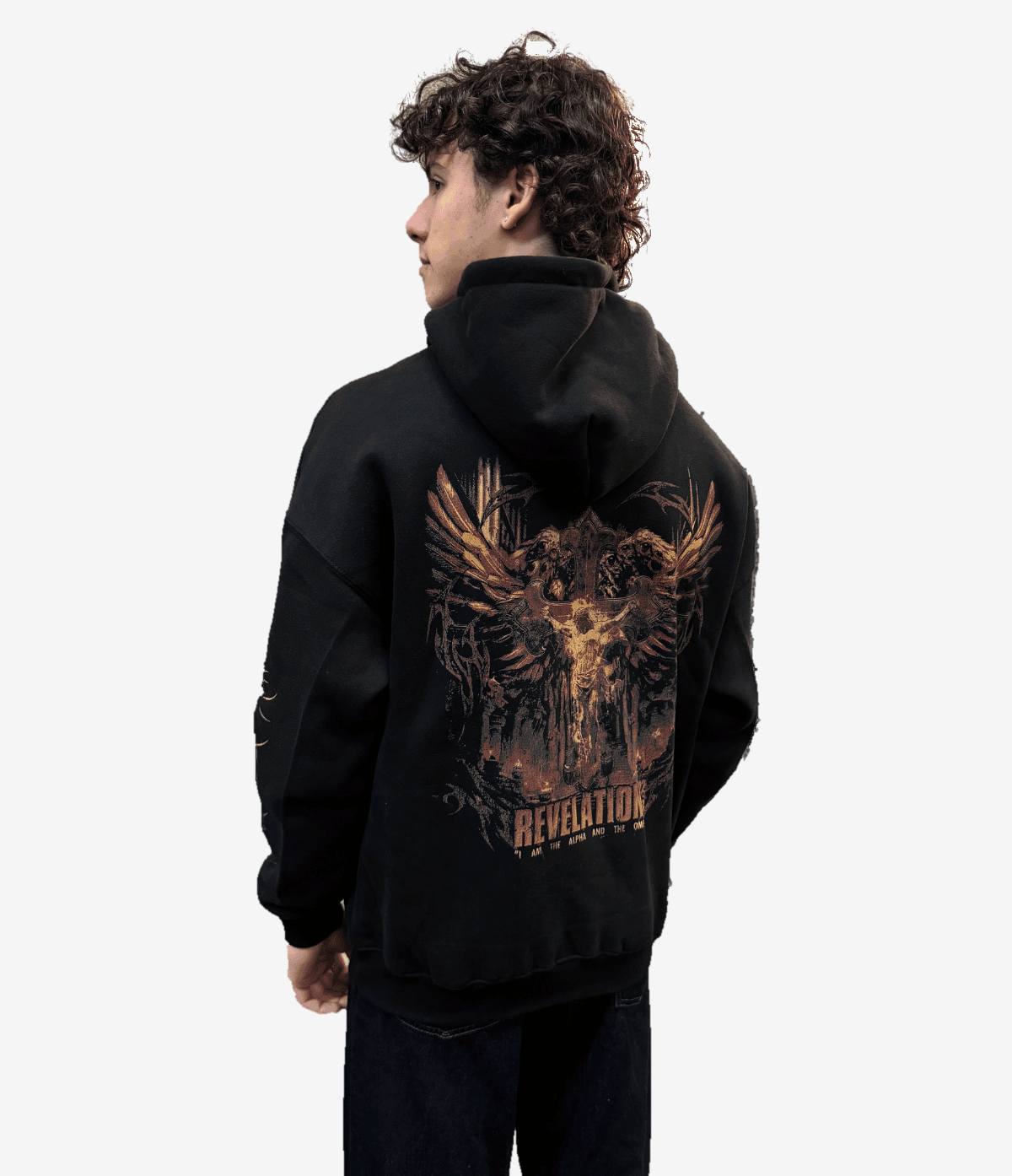 Alpha And The Omega Hoodie on model