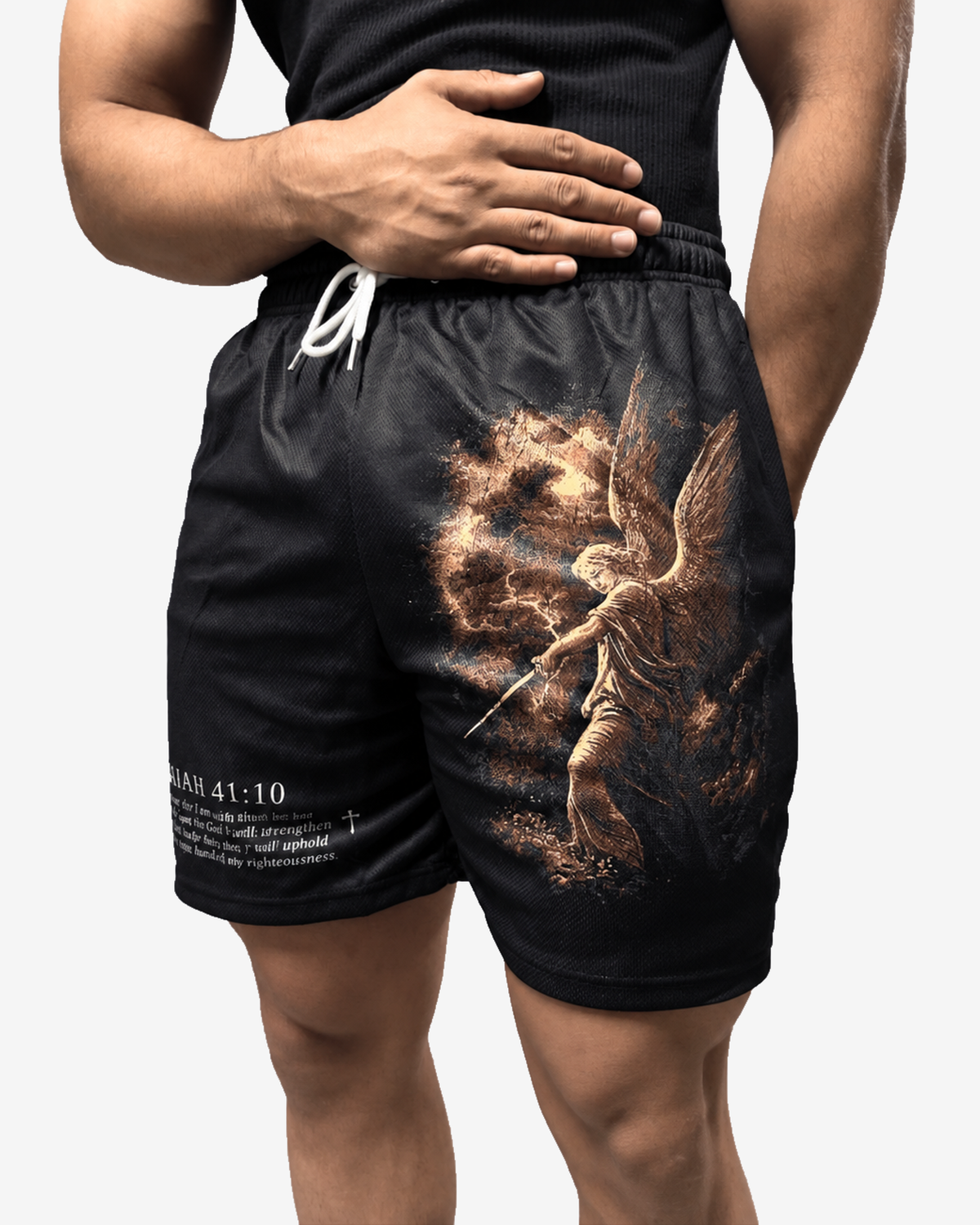 Fear Not Shorts - Black/Red Angel on model