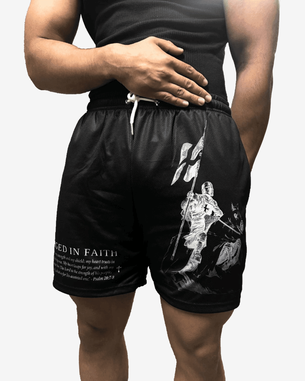 Forged In Faith Shorts - Black on model