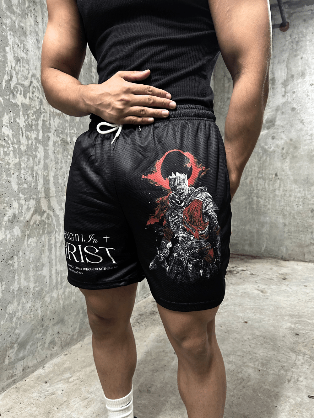 Strength In Christ Shorts - Black - Gods Creation