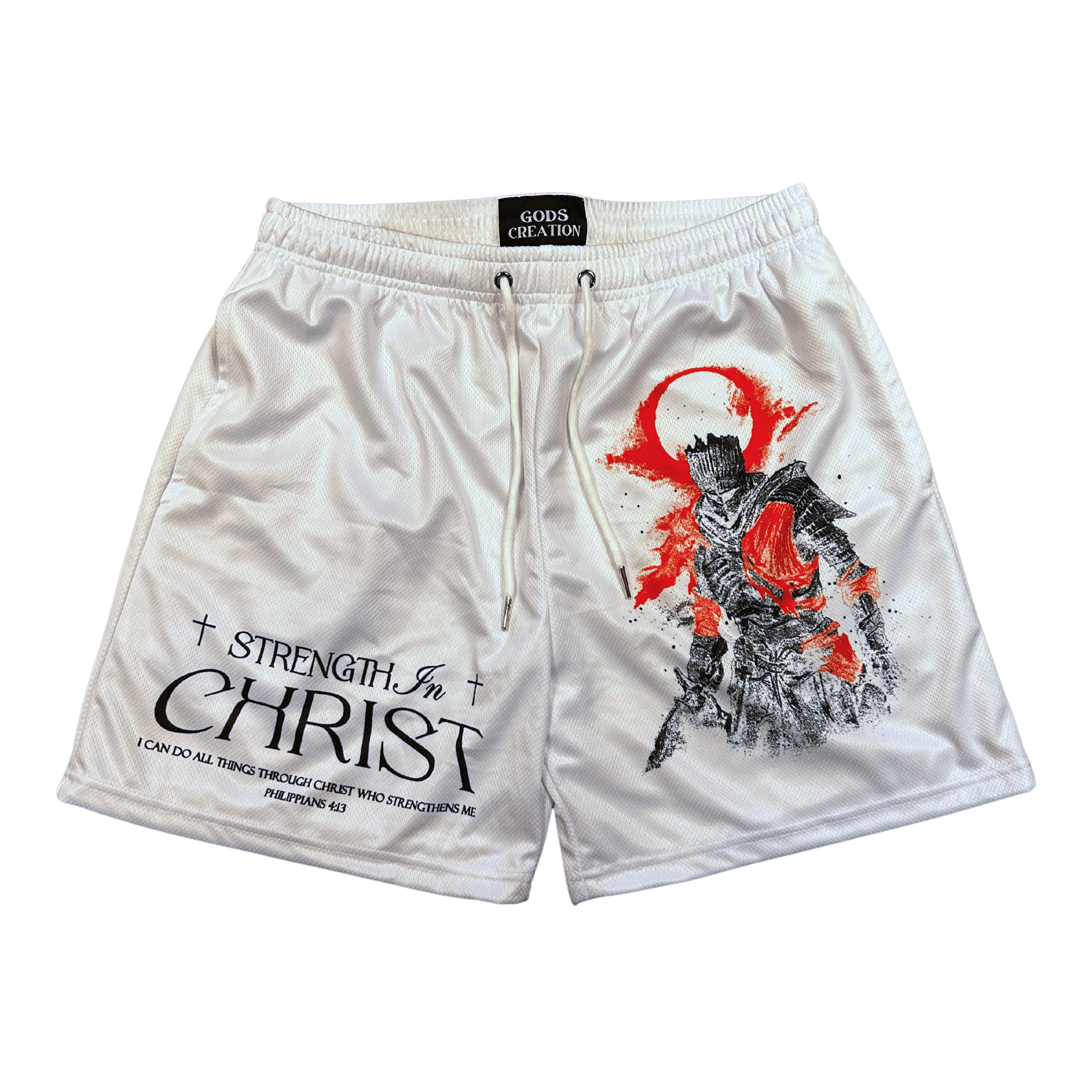 Strength In Christ Shorts - White - Gods Creation